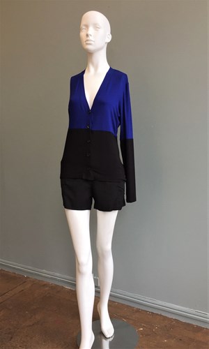 10 LAST SIZE / Block Cardigan Cobalt / Black - Was $195 Now $25 10 LAST SIZE / Block Cardigan Cobalt / Black - Was $195 Now $25